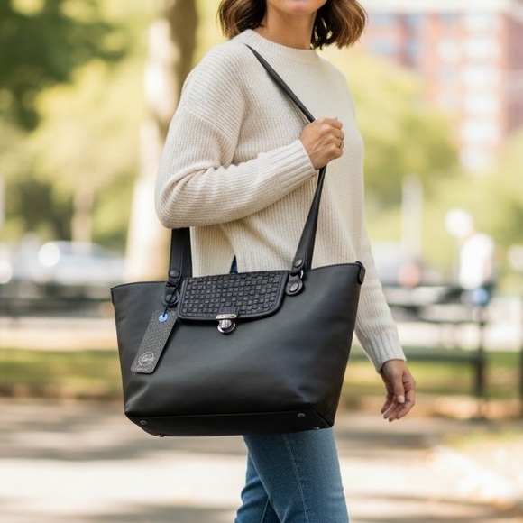 Gabs Handbags - Gray Woven Flap Shoulder Tote - Gabs